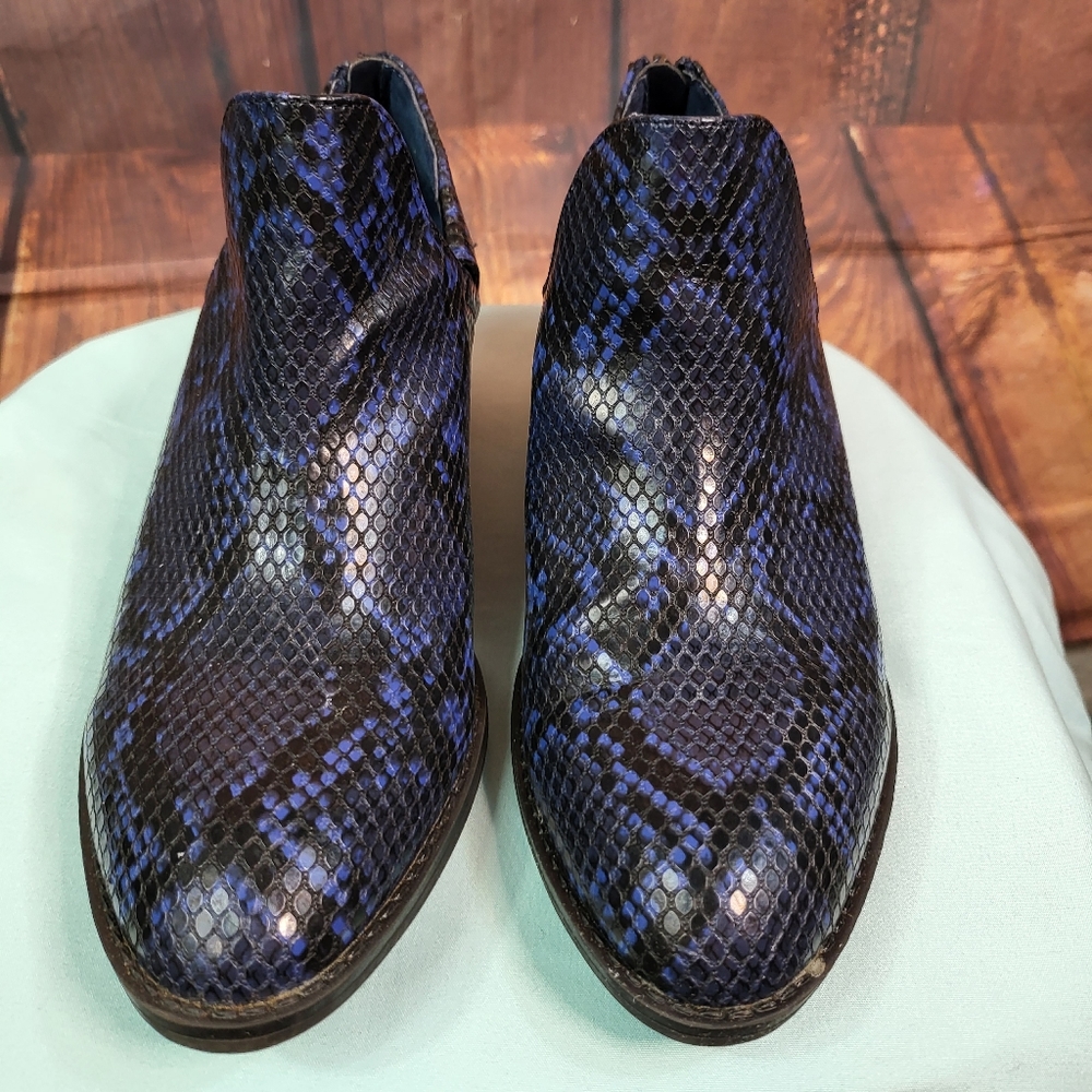 Kaari Blue - Black and Blue snake heels  size 6 1/2
